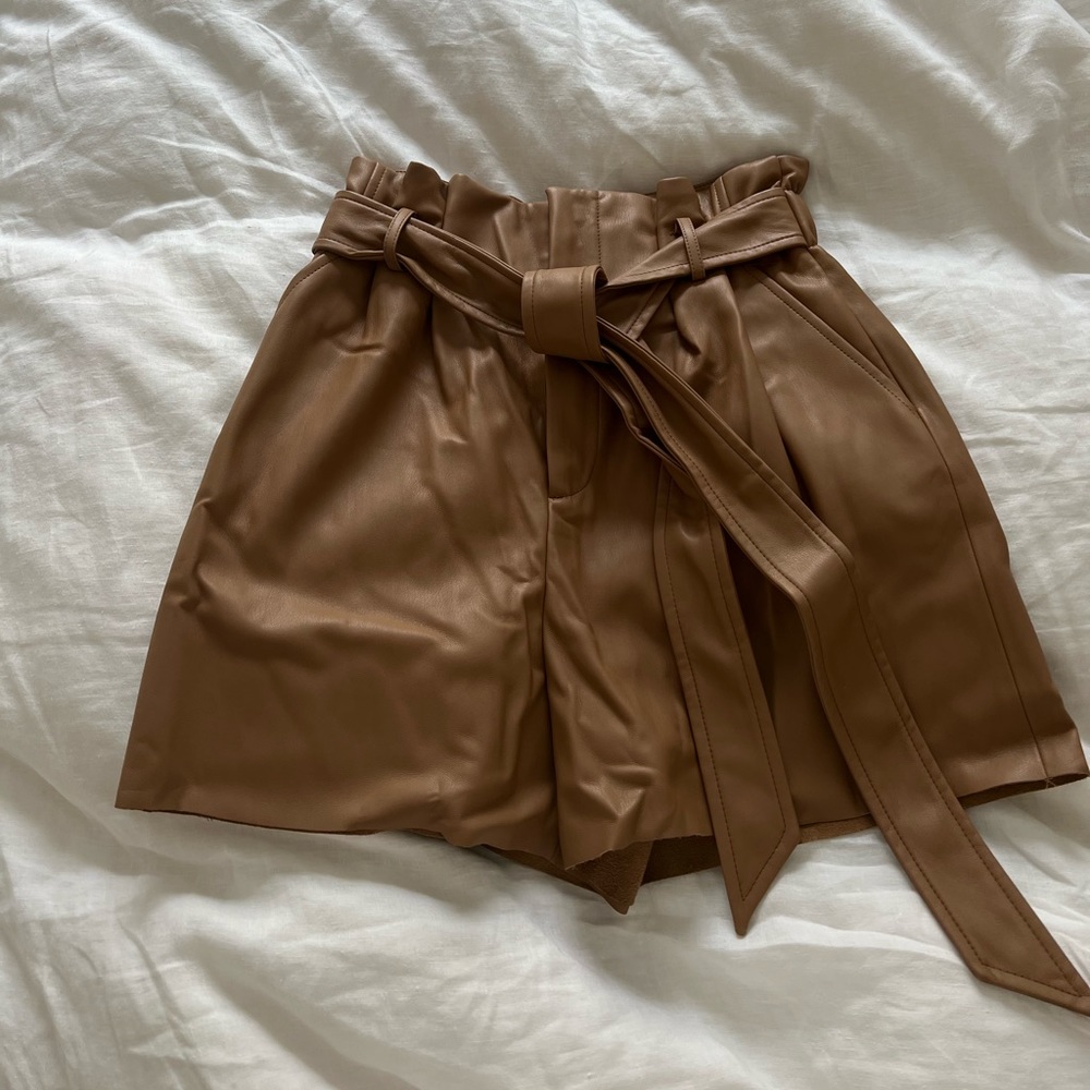 zara faux leather shorts NWT